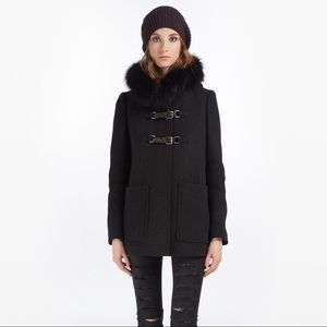 MAJE Sali wool fur trimmed coat